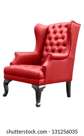 Red Armchair Isolated On White.