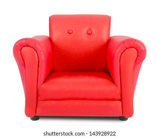 Red Armchair Isolated On White Background