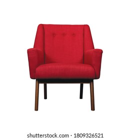 Red Armchair Isolated On White Background