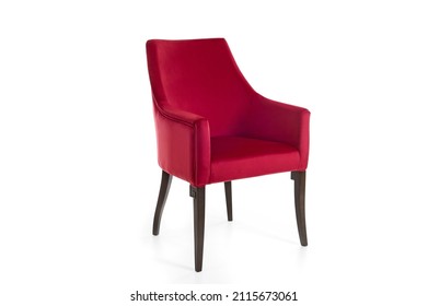 Red Armchair Isolated On White Background.