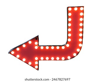 Red arrow border with lamp lightbulb neon retro vintage isolated on white background. This has clipping path. - Powered by Shutterstock