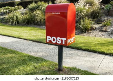 A Red Australia Post Letter Box Stripped Of All Branding And Logos
