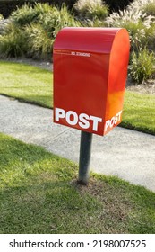 A Red Australia Post Letter Box Stripped Of All Branding And Logos
