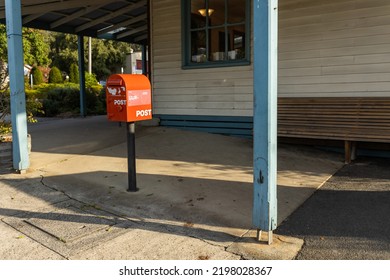 A Red Australia Post Letter Box Stripped Of All Branding And Logos.