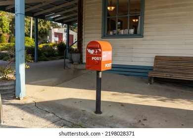 A Red Australia Post Letter Box Stripped Of All Branding And Logos.