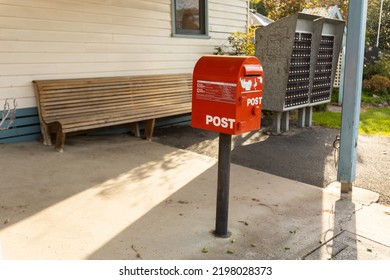 A Red Australia Post Letter Box Stripped Of All Branding And Logos.