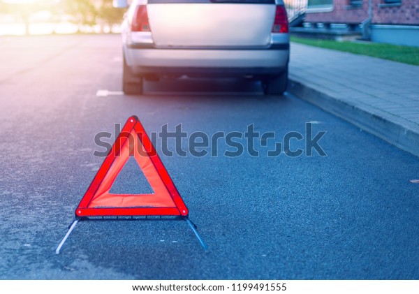 Red Auto Car Warning Triangle Safety Emergency\
Reflective Sign