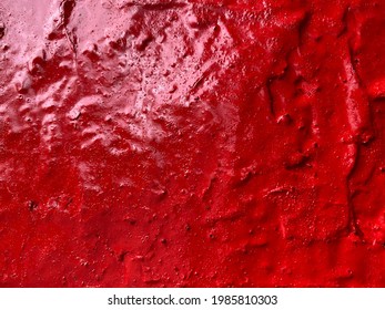 Red Background. Bright Red Color Glossy Wall. Satined Texture