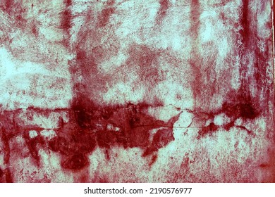 Red Background, Creepy And Scary Bloody Wall. White Wall With Blood Red Texture For Halloween Background.