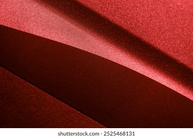 Fundo vermelho abstrato com linhas de gradiente. Composição de formas dinâmicas. Conceito de tecnologia futura digital. Design - Tampa ondulada