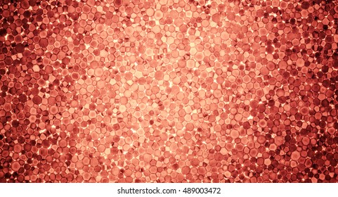 Red background with light spot of expanded polystyrene. Transparent, show through material