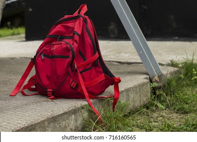 red backpack