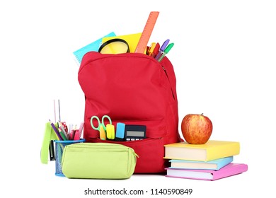 Red Backpack School Supplies On White Stock Photo 1140590849 | Shutterstock