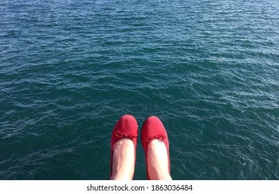 Red Ballet Shoes By The Sea