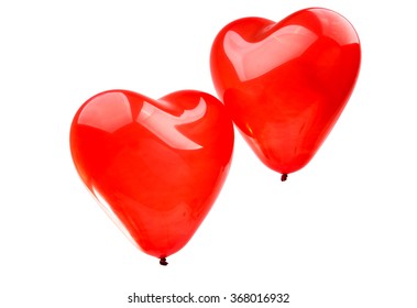 Red Balloon Heart Isolated On White Background