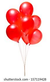 Red balloons isolated on white