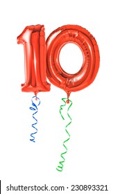 Red balloons with ribbon - Number 10
