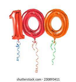 Red balloons with ribbon - Number 100
