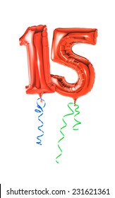 Red balloons with ribbon - Number 15