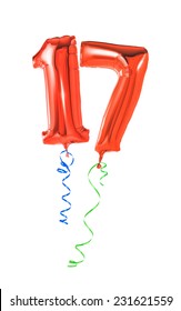 Red Balloons With Ribbon - Number 17