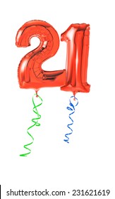 Red Balloons With Ribbon - Number 21