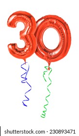 Red Balloons With Ribbon - Number 30