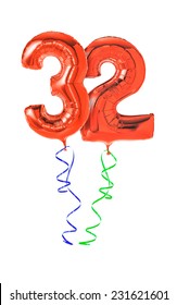 Red Balloons With Ribbon - Number 32