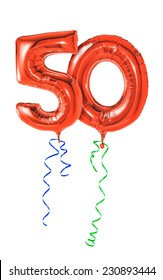 Red Balloons With Ribbon - Number 50