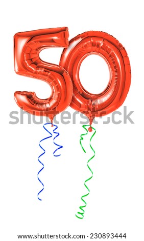 Red balloons with ribbon - Number 50