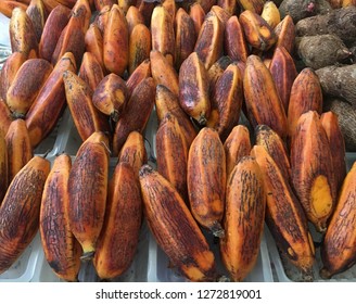 Red Bananas At The Papeete Market In Tahiti