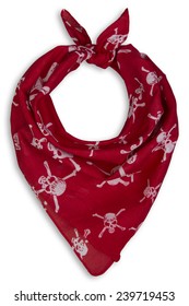 Red Bandana With A Skeleton On A White Background