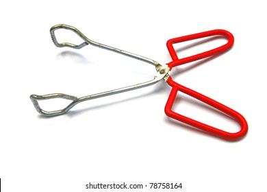   Red Barbeque Tongs Isolated