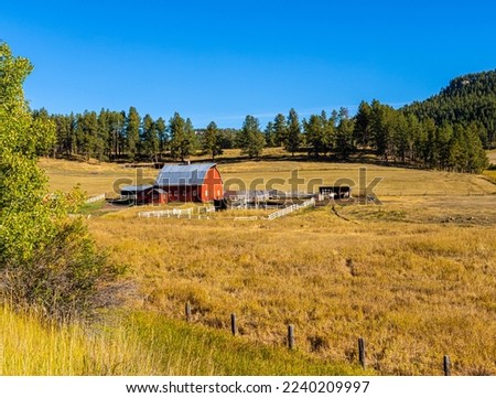 Red Barn in Country Setting Near Nemo, South Dakota, USA