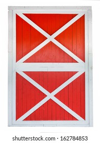 Red Barn Door Isolated On White Background