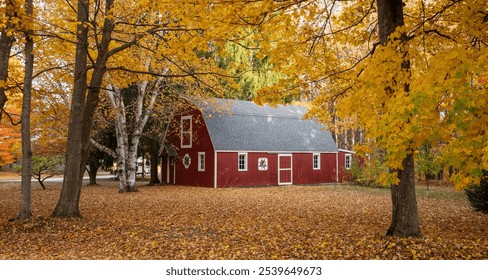 Red barn in fall color in October. - Powered by Shutterstock