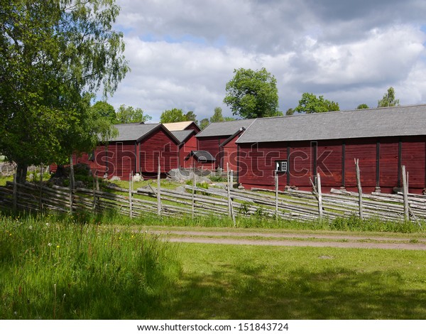 Red Barn Houses Sweden Stock Photo Edit Now 151843724