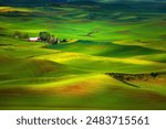 Red barn seen in the distant from Steptoe Butte in the Palouse