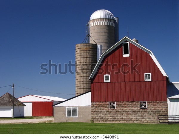 Red Barn Sheds On Farm Stock Photo Edit Now 5440891