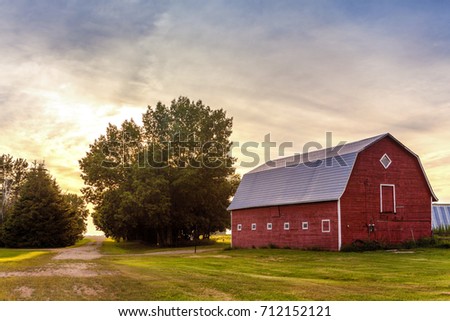 Red Barn at Sunset