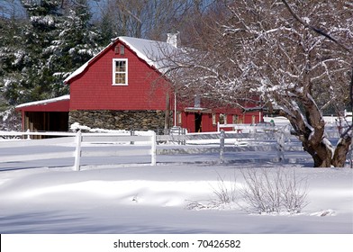 Red Barn In Winter