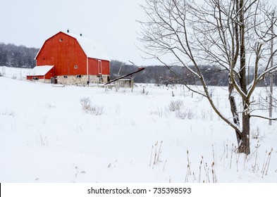 Red Barn In Winter