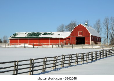 Red Barn In Winter