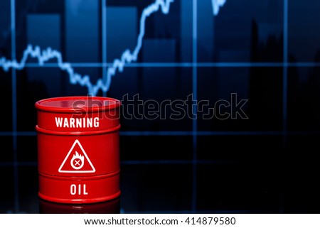 red barrel of oil on blue chart