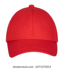 Red Baseball Cap Front View, Packshot - Powered by Shutterstock