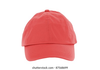 Red Baseball Cap Isolated On White