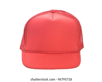 Red Baseball Hat Isolated On White