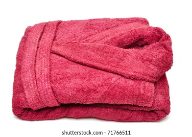 Red Bathrobe On A White Background