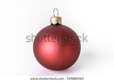 Red bauble, christmas ornaments isolated on white background.