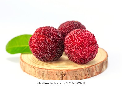 Red bayberry on white background