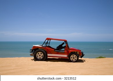 Red Beach Buggy On The Beach In Brazil